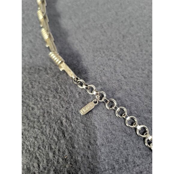 MONET Vintage Silver Tone Chain Choker Necklace Wrapped Coil Brushed - Picture 6 of 8